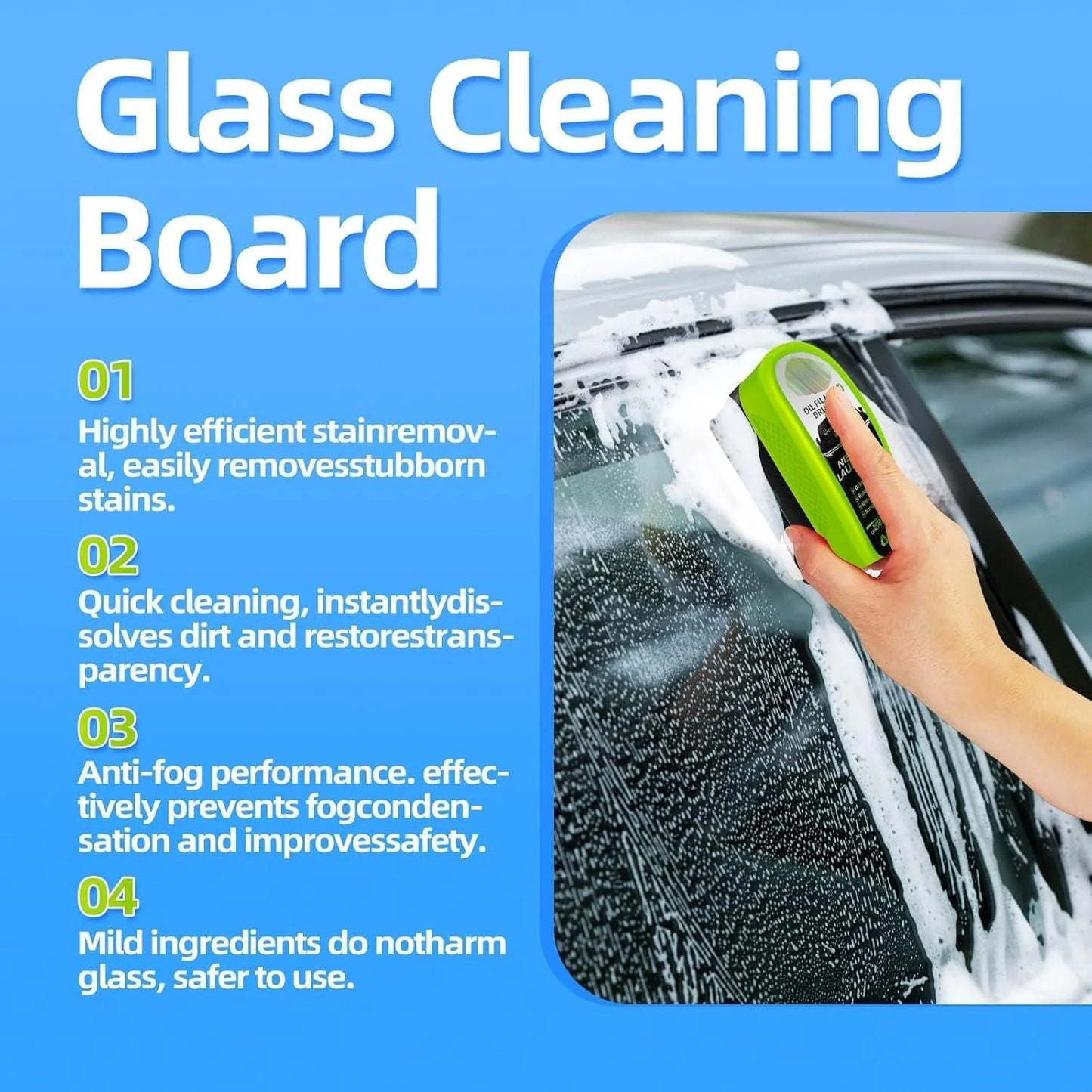 Green Oil Film Remover 2.0 – 150ml Windshield Cleaning Brush for Automotive Oil Film Removal